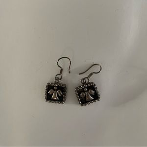 Pewter Angel (square) Black Earrings